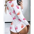 thumbnail image 2 of Womens Sexy Romper Pajamas Casual Deep V Neck Long Sleeve Bodysuit Homewear Sleepwear, 2 of 5