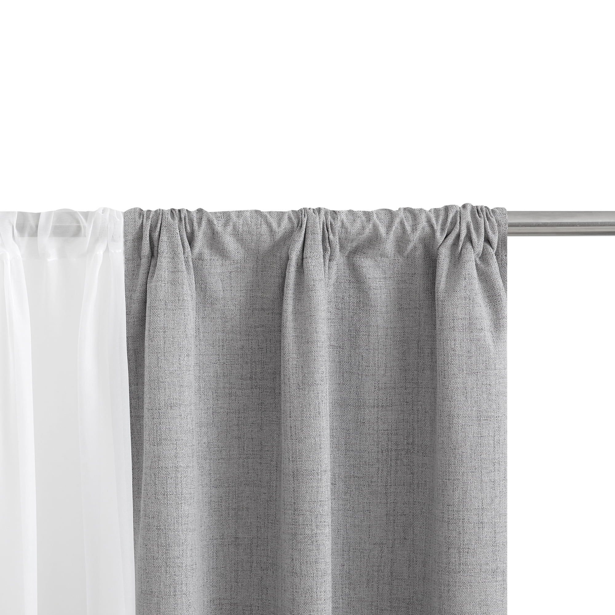 Mainstays Solid Twill Blackout Curtain Panel and Sheers, Set of 4, Soft Silver, 27.5" W x 63" L