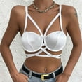 thumbnail image 4 of Women's Summer Lace Camisole Strappy Plain V Neck Sleeveless Spaghetti Straps Vest Sexy Bralette Cami Crop Top, 4 of 6