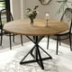 thumbnail image 4 of Mesa Redonda de Comedor de 47", Juego para Cocina y Comedor para 4-6 Personas con Base Metálica, Ahorro de Espacio, Color Marrón (4 piezas), 4 of 7