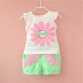 thumbnail image 2 of Ruyang Toddler Baby Girls 2 Piece Clothes Outfits Flower Short Sleeve T-Shirt Tops and Shorts Sets Summer Clothing Set, 2 of 5