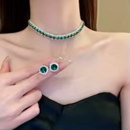 Luxury Emerald Green Crystal Choker Elegant Women Necklace and Earrings Stunning Jewelry Set
