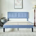 thumbnail image 4 of VECELO Queen Size Upholstered Bed Frame, Modern Platform Bed Frame with Adjustable Button Tufted Headboard for Bedroom, No Box Spring Needed, Easy Assembly, Light Blue, 4 of 7