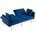 thumbnail image 4 of Velvet Sofa, Accent Sofa with Adjustable Backrest, Armrest, Loveseat Sofa with Rose Gold Metal Feet, Folding Sleeper Sofa Couches for Living Room Bedroom Office, Navy, 4 of 7