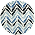 thumbnail image 4 of SAFAVIEH Soho Jaimie Chevron Wool Area Rug, Ivory/Blue, 6' x 9', 4 of 9