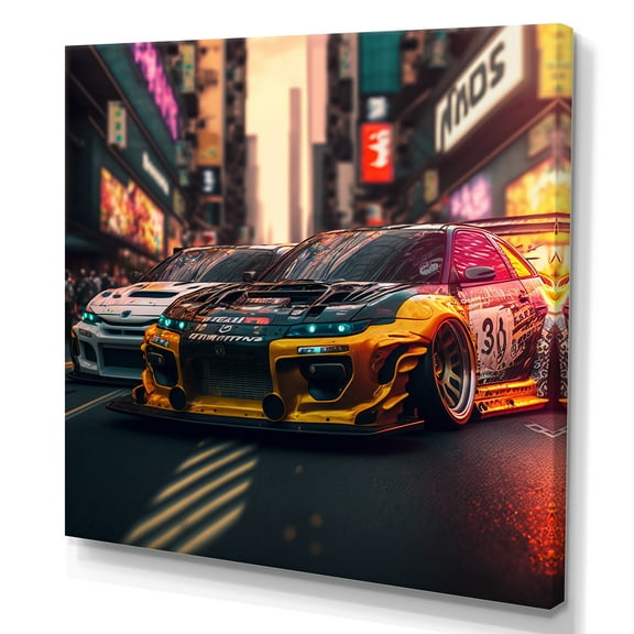 Designart Tunning Car Drifting In Toyko VI Canvas Wall Art