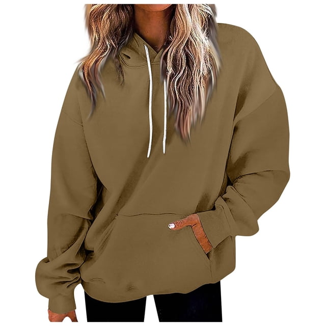Timegard Womens Sweatshirt Hooded Drawstring Oversized Pullover Tops Sports Workout Casual Tops with Pocket