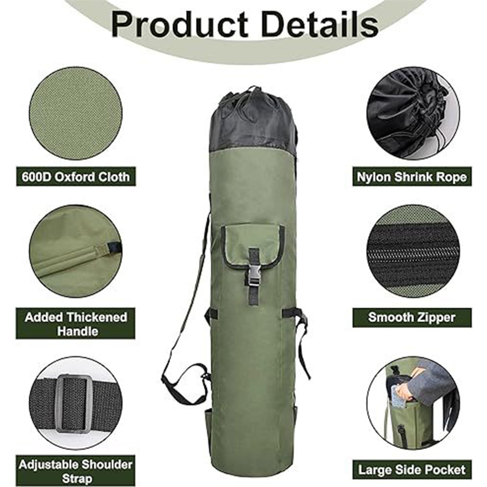 JMYHOAM Outdoor Bag Fishing Rod Carrier Fishing Reel Organizer Pole Storage Bag- Holds 5 Poles Travel Case Lightweight Tackle Box Multifunctional Stand Fishing Bags Fish Sports and Outdoors