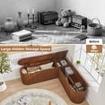 thumbnail image 5 of WIRRYTOR 59" Fluted L-Shaped Corner Storage Bench with Rounded Corners, Mid-Century Modern Breakfast Nook Bench, Extra Large Storage Chest, Walnut, 5 of 13