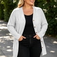 thumbnail image 6 of Tsivenald Womens Plus Size Cardigan Long Sleeve Button Down Tunic Sweater with Pockets Soft Casual Outerwear for Women, (White Size S-XXL), 6 of 9