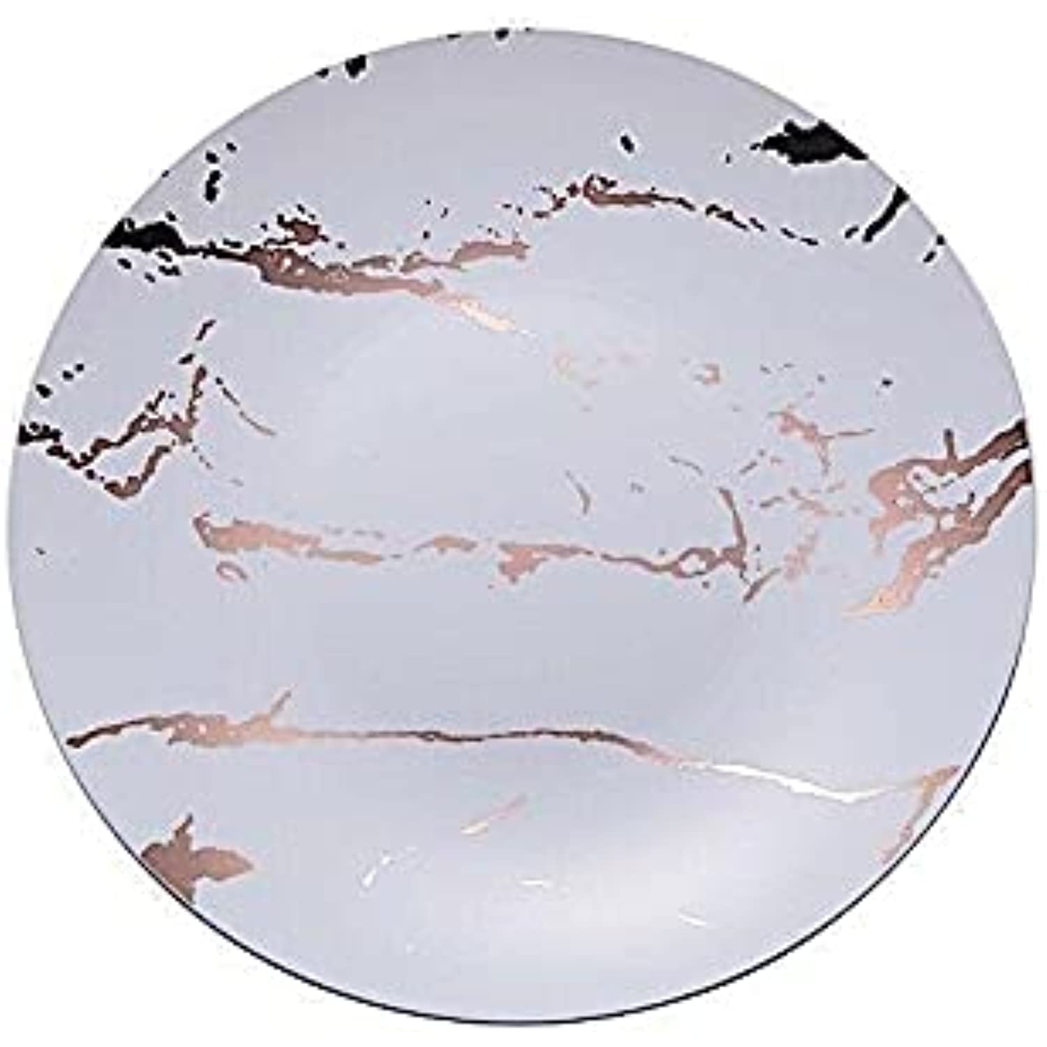 Stafarun 30 Pcs 10Inch White Rose Gold Marble Round Salad Plates Wedding Disposable Supplies