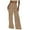 Beige, variant on Women's Solid Tone Suede Button Front Straight Wide Leg Trousers for Autumn Winter Elegant Commuting Casual Wear Elastic High Waisted Straight Leg Pull On Trousers