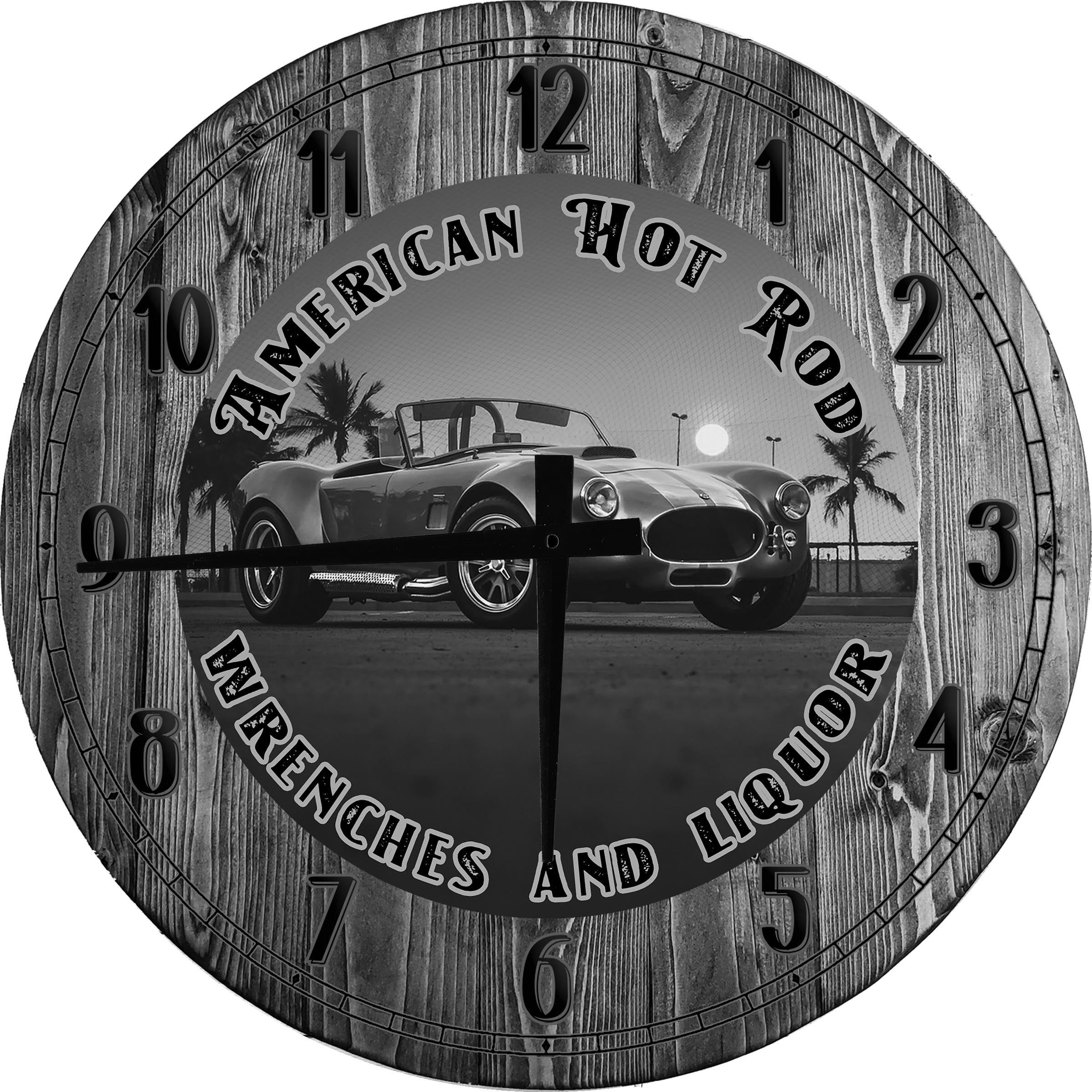 Large Wood Wall Clock 24 Inch Round Vintage Car Wall Art American Hot large-wood-wall-clock-24-inch-round-vintage-car-wall-art-american-hot