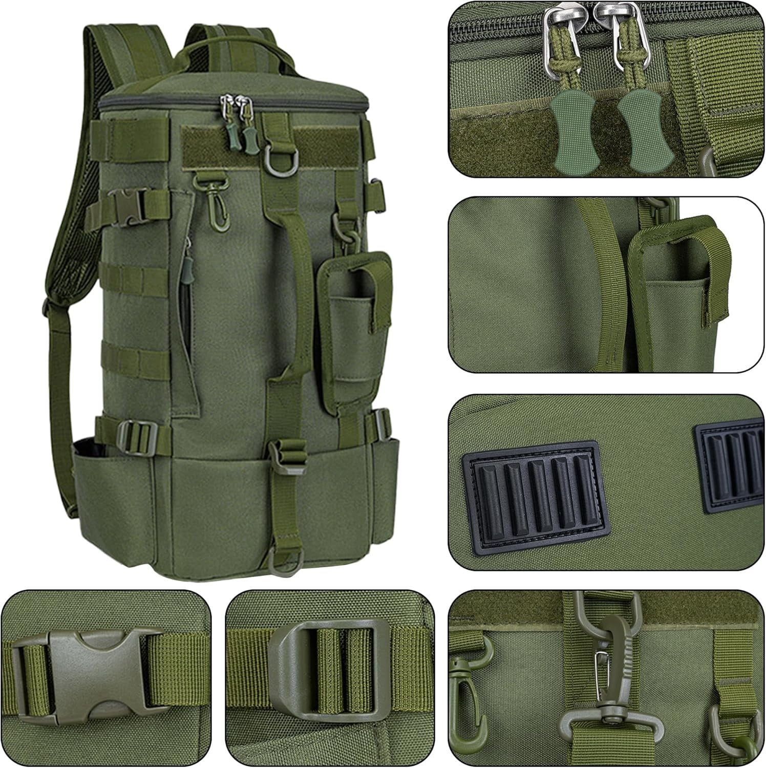 Fishing Backpack Tackle Bag, Kvago Fishing Bag Shoulder Bag with Rod Holders, Storage Bag for Outdoor Activities, Fishing, Camping, Hiking, Cycling (8.27 x 6.69 x 16.93 in, Green)