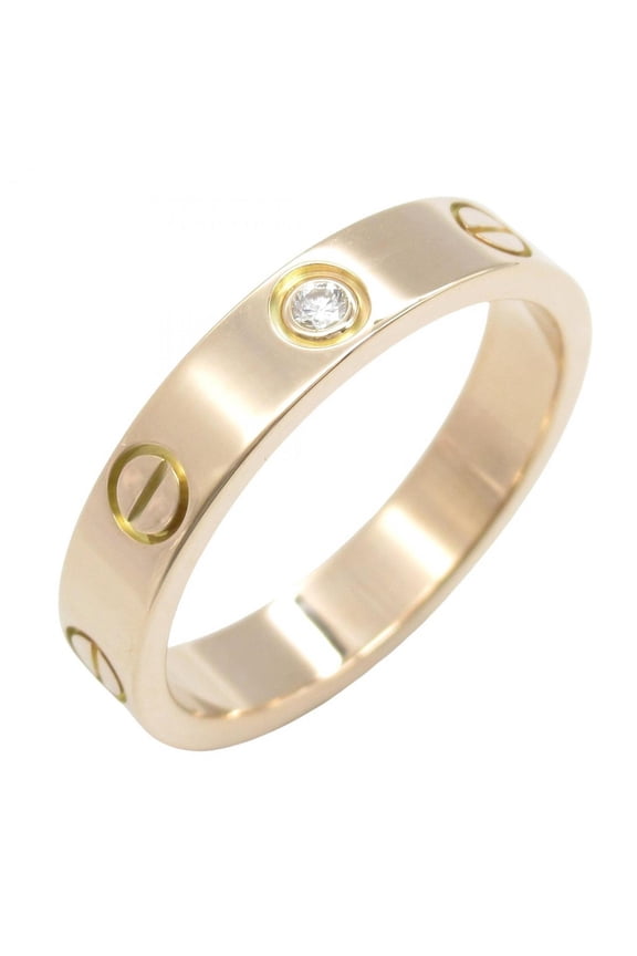 Pre-Owned Cartier Mini Love Ring, 1PD, 18K Pink Gold with Diamonds, Women's, and... (Good)