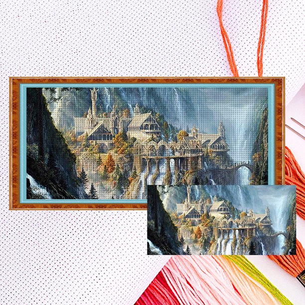 (szx1866) Hilo Algodón Ecológico Bordado 11CT 3 Hebras Tela Blanca 40*85cm Kit Serie Paisaje Punto Cruz Wonderland