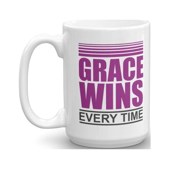 Grace Wins Every Time Christian Music Inspired Coffee & Tea Gift Mug For Worship Leader & Church Musicians (15oz)