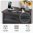 thumbnail image 6 of Hommpa Farmhouse 3 Drawers Nightstand with Charging Station, Rustic Wood Night Stand with Drawers for Bedroom, Vintage Bedside Table Small Dresser Chest of Drawers for Living Room, Black, 6 of 10