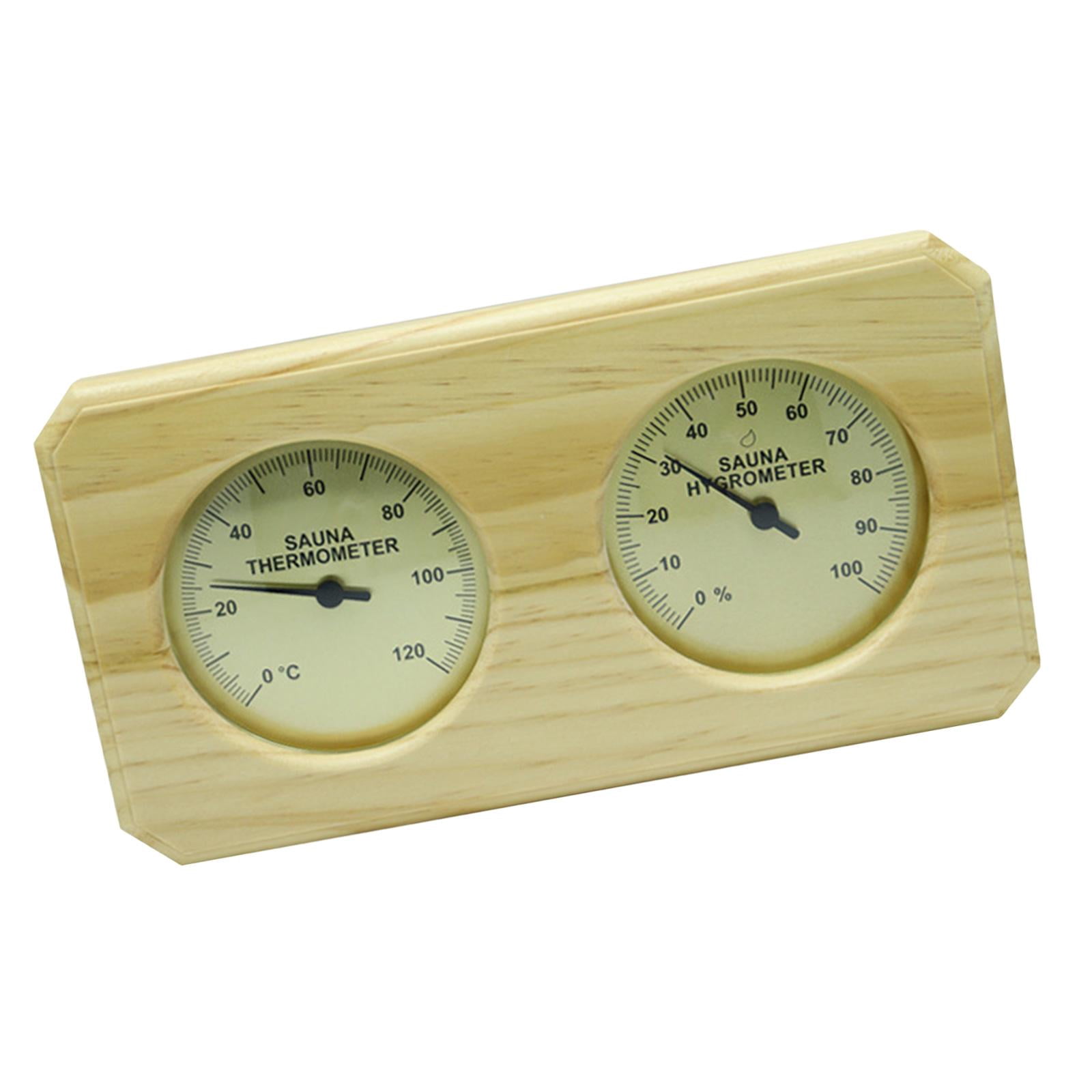 Nishiyuenyi Hygrometer Wooden Thermometer, Sauna Hygrothermograph Gauge Humidity Temperature Horizontal