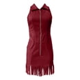 thumbnail image 5 of Western Cowgirl Dress for Women Sleeveless Zip Up Lapel Collar Slim Fit Tassel Hem Midi Dresses Country Concert Dress, 5 of 5