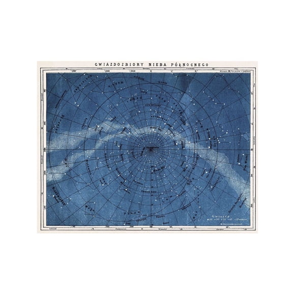 Carte Astronomique Constellations du Nord Affiche Vintage Reproduction, Taille Totale : 11x14, Taille de l'Image : 8x10
