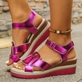 thumbnail image 5 of Wensltd Women Open Toe Sandals Wedge Solid Color Summer Trendy Sandals Casual Breathable Outdoor Daily Shoes, 5 of 8