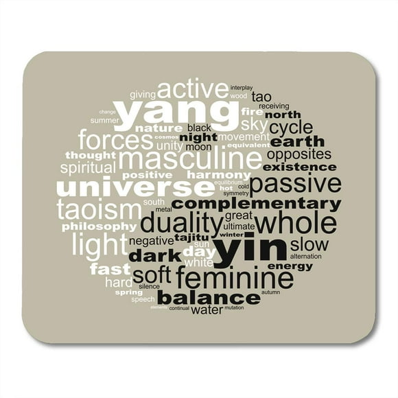 NUDECOR Spiritual Yin and Yang Symbol Made Words Zen Harmony Taoism Meditation Mousepad Mouse Pad Mouse Mat 9x10 inch