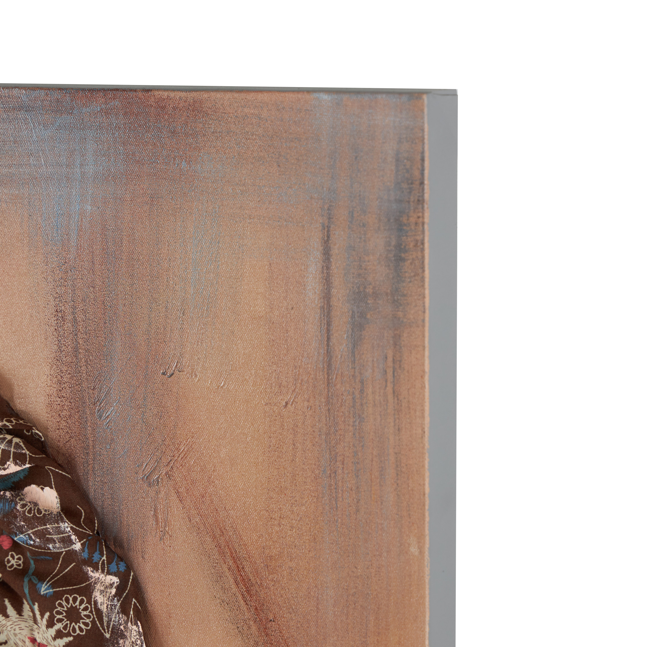 40" x 40" Unframed Woman Wall Art with 3D Fabric Headwear And Gold Jewels, by DecMode