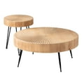 thumbnail image 1 of COZAYH 2 Piece Round Coffee Tables, Wooden Living Room Furniture, Radial Pattern, 1 of 12