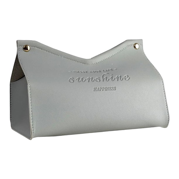 Soporte para caja de pañuelos, funda para caja de pañuelos de cuero sintético, plegable, triangular, para escritorio. Gris 22x128x14cm