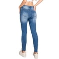 thumbnail image 2 of Machine Jeans Women's Juniors Mid Waist Distressed Skinny Jeans  (Blue Denim, 1), 2 of 5
