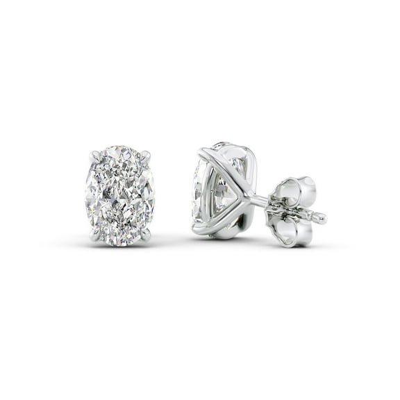 IGI Certified 2Ct Oval Cut Lab Created/Grown Diamond Solitaire Stud Earrings 14K White Gold Oval Diamond Stud