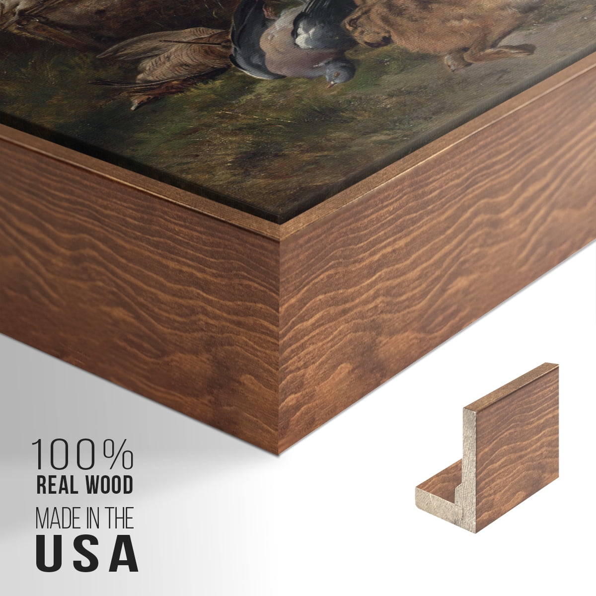 Vintage Animal Print-XIV By Wexford Home Framed in Walnut Wood Gallery Wrapped Canvas 17 in. x 25 in.