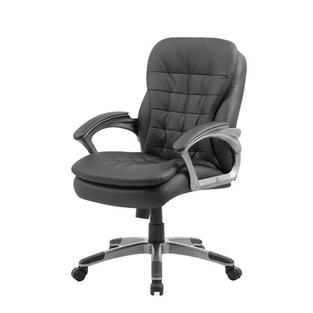 Boss Office Products Black Executive Mid Back Pillow Top Chair