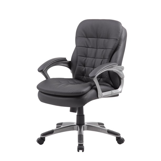 Boss Office Products Black Executive Mid Back Pillow Top Chair ...