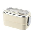 thumbnail image 2 of Storage And Organization, Tswi Stainless Box for Adults&teen Japanese Leakproof Lunch Box Divided Food Meal Storage Containers Set Stackable for teensren classmate Picnic Storage Containers Beige2, 2 of 9