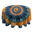 thumbnail image 4 of Orange Blue Tie Dye Mandala Pattern Round Tablecloth 60"x60",Wrinkle Wipeable Table Cloth for Kitchen Dining Room Picnic Patio Party, 4 of 6