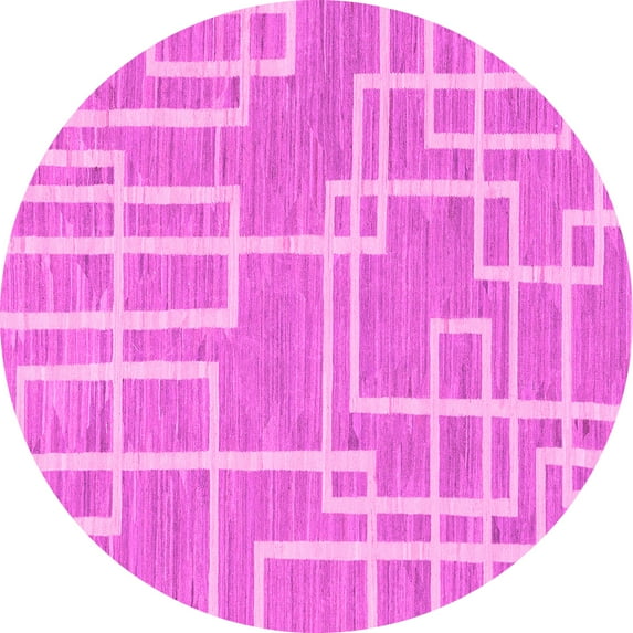 Ahgly Company Indoor Round Abstract Pink Modern Area Rugs, 3' Round