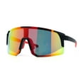 thumbnail image 5 of Color Mirror Polarized Wrap Sport Oversized Shield Rimless Plastic Sunglasses Black Red - Orange Mirror, 5 of 8
