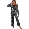 thumbnail image 4 of Women's Long Sleeve Sleepwear Soft Crew Neck Pyjama Set,Fp-white Star, 4 of 5