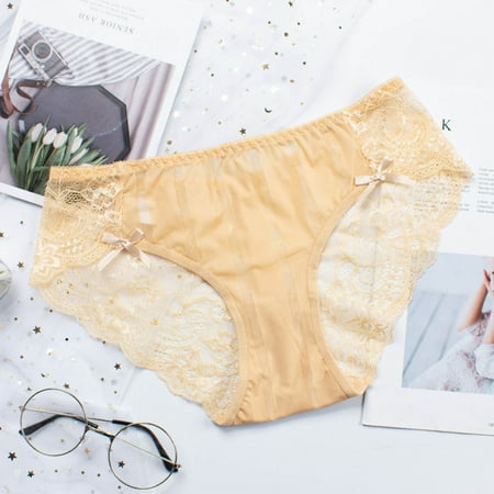

Egmy Women Fashion Sexy Lingerie Lace Breathable Soft Stretch Underpant Underwear Khaki M