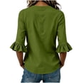 thumbnail image 4 of Neewe Ruffle 3/4 Length Sleeve for Womens Tops Dressy V Neck Collared Shirts Trendy Business Casual Daily Outfits, 4 of 5