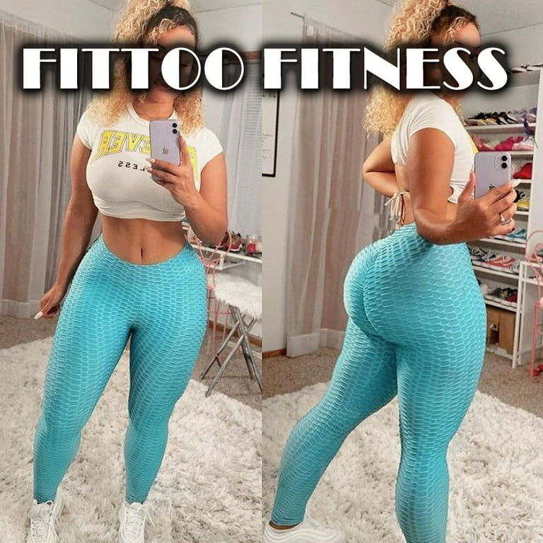 FITTOO Women Booty Yoga Pants Women High Waisted Ruched Butt Lift Textured  Tummy Control Scrunch Leggings 