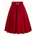 thumbnail image 2 of Women's Summer High Waist Skirt Bowknot Pleated A Line Skirt Casual Flowy Swing Trendy Skirt, 2 of 6