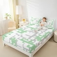 thumbnail image 4 of Manfei Modern Geometric Aesthetic Queen Sheet Sets,Pixel Geometric Flat Sheet,Gray Green White Queen Fitted Sheet For Boys,Ultra Soft Home Decor,4-Piece, 4 of 7
