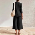 thumbnail image 4 of Linen Blazer and Pants Matching Set for Women Dressy Casual Work Jackets with Wide Leg Capris 2 Piece Business Outfits Black L, 4 of 7