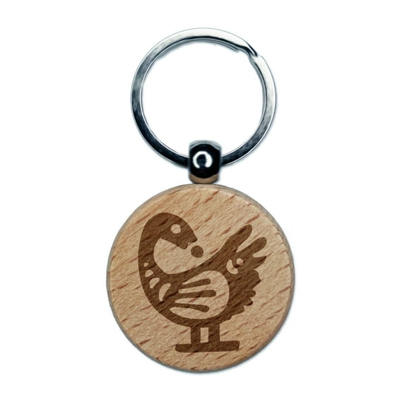 Sankofa African Adinkra Bird Symbol Reflection Round Keychain Charm Tag - Engraved Wood