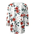 thumbnail image 5 of CYMMPU Summer Fashion Shirts 3/4 Sleeve Blouses for Women Dressy Casual Round Neck Spring Tops Loose Fit Tunic Tops Flower Printed Lightweight Basic T-Shirts Multicolor XXXL, 5 of 5