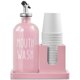 thumbnail image 1 of Dispensador de enjuague bucal Bivclaz de vidrio de 500 ml con portavasos, color rosa, 1 of 7