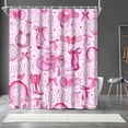 thumbnail image 2 of Western Cowgirl Shower Curtain Pink Bow Preppy Cowgirl Shower Curtain for Bathroom Decor 84x84 Inch Washable Polyester Trendy Cute Disco Girls Shower Curtain Set with 12 Hooks, 2 of 6